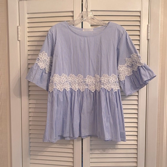 Chicwish blue & white top size M - Picture 1 of 5